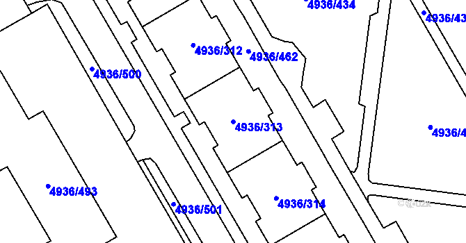 Parcela st. 4936/313 v KÚ Most II, Katastrální mapa