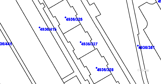 Parcela st. 4936/327 v KÚ Most II, Katastrální mapa