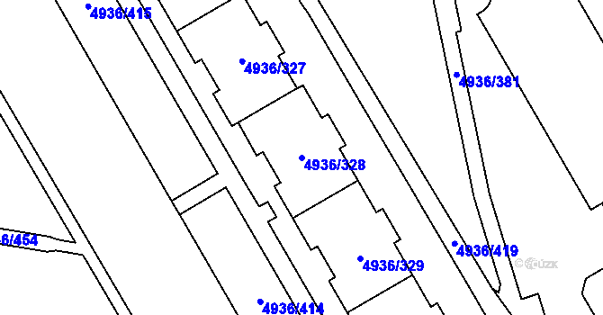 Parcela st. 4936/328 v KÚ Most II, Katastrální mapa