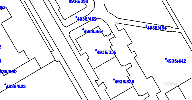 Parcela st. 4936/335 v KÚ Most II, Katastrální mapa