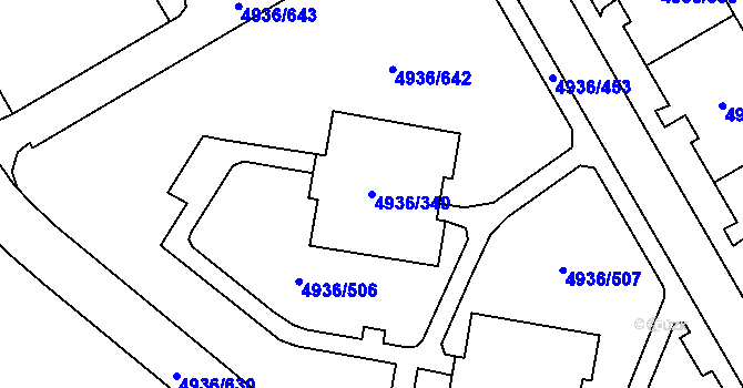Parcela st. 4936/340 v KÚ Most II, Katastrální mapa