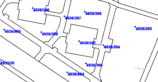 Parcela st. 4936/347 v KÚ Most II, Katastrální mapa
