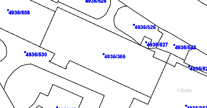 Parcela st. 4936/366 v KÚ Most II, Katastrální mapa