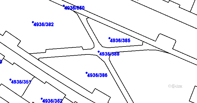 Parcela st. 4936/388 v KÚ Most II, Katastrální mapa