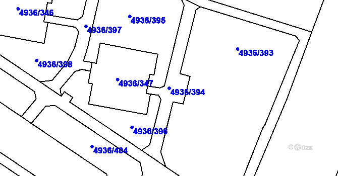 Parcela st. 4936/394 v KÚ Most II, Katastrální mapa