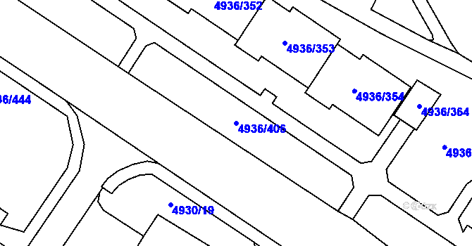 Parcela st. 4936/406 v KÚ Most II, Katastrální mapa