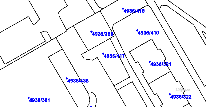 Parcela st. 4936/417 v KÚ Most II, Katastrální mapa