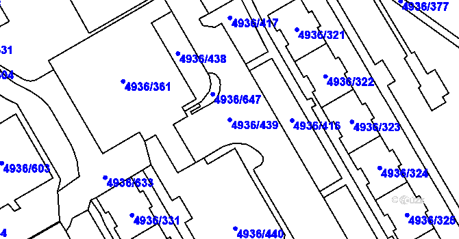 Parcela st. 4936/439 v KÚ Most II, Katastrální mapa