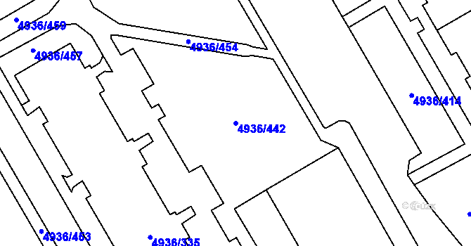 Parcela st. 4936/442 v KÚ Most II, Katastrální mapa