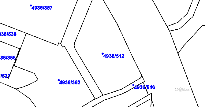 Parcela st. 4936/512 v KÚ Most II, Katastrální mapa