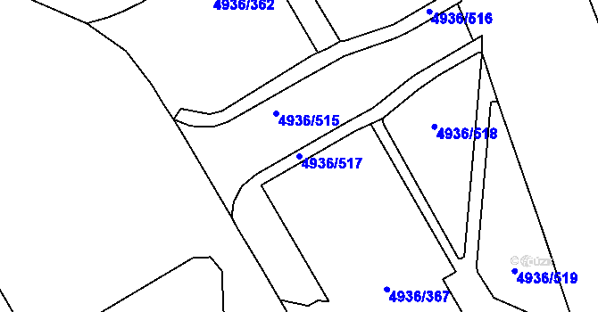 Parcela st. 4936/517 v KÚ Most II, Katastrální mapa
