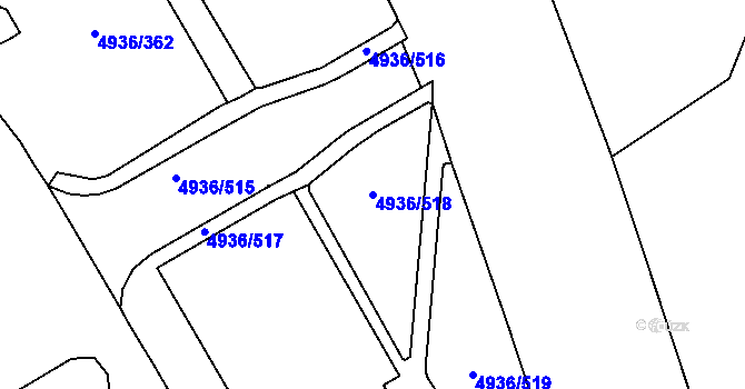 Parcela st. 4936/518 v KÚ Most II, Katastrální mapa