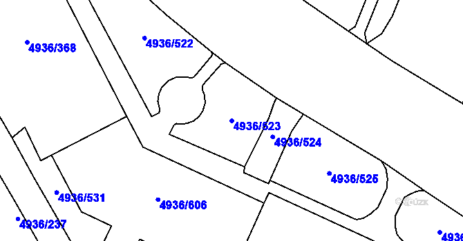Parcela st. 4936/523 v KÚ Most II, Katastrální mapa