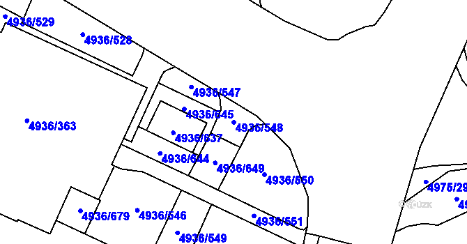 Parcela st. 4936/548 v KÚ Most II, Katastrální mapa