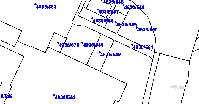 Parcela st. 4936/549 v KÚ Most II, Katastrální mapa