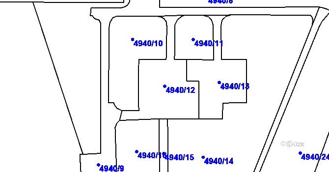 Parcela st. 4940/12 v KÚ Most II, Katastrální mapa