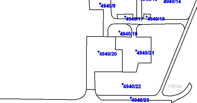 Parcela st. 4940/20 v KÚ Most II, Katastrální mapa