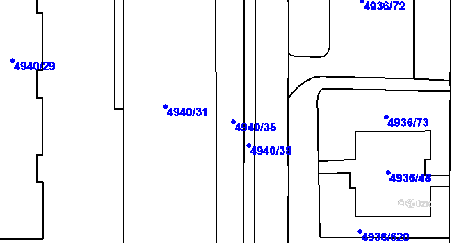 Parcela st. 4940/35 v KÚ Most II, Katastrální mapa