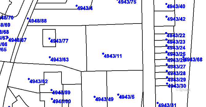 Parcela st. 4943/11 v KÚ Most II, Katastrální mapa