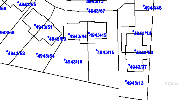 Parcela st. 4943/15 v KÚ Most II, Katastrální mapa