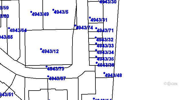 Parcela st. 4943/34 v KÚ Most II, Katastrální mapa
