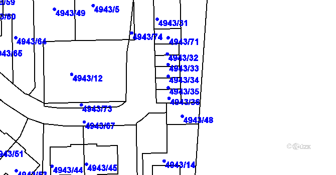 Parcela st. 4943/35 v KÚ Most II, Katastrální mapa