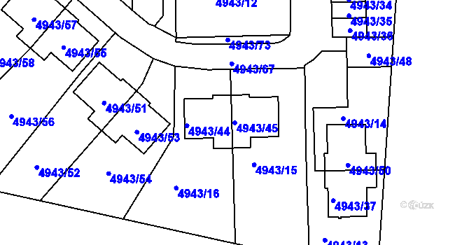 Parcela st. 4943/45 v KÚ Most II, Katastrální mapa