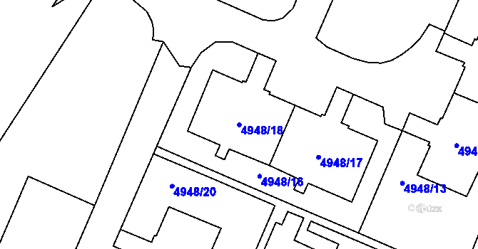 Parcela st. 4948/18 v KÚ Most II, Katastrální mapa