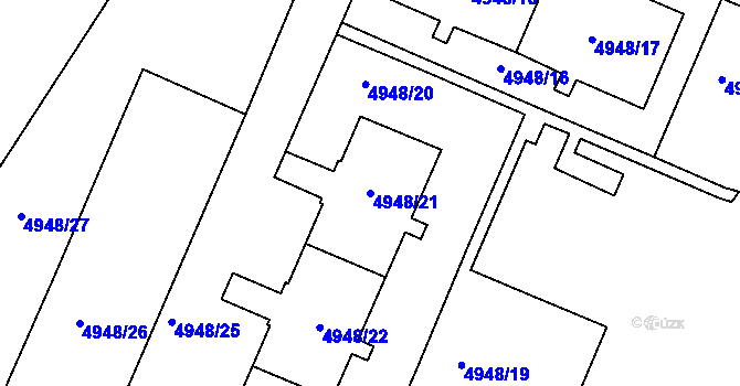 Parcela st. 4948/21 v KÚ Most II, Katastrální mapa