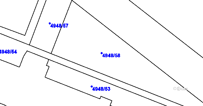 Parcela st. 4948/58 v KÚ Most II, Katastrální mapa