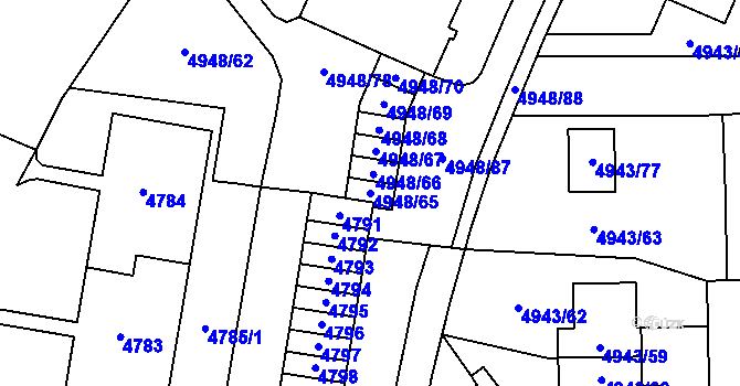 Parcela st. 4948/65 v KÚ Most II, Katastrální mapa