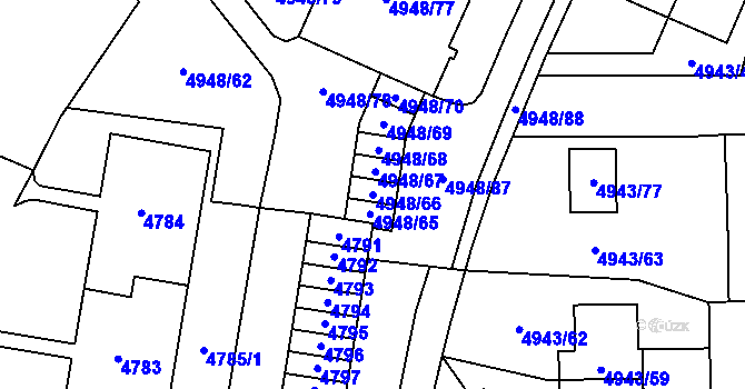 Parcela st. 4948/66 v KÚ Most II, Katastrální mapa