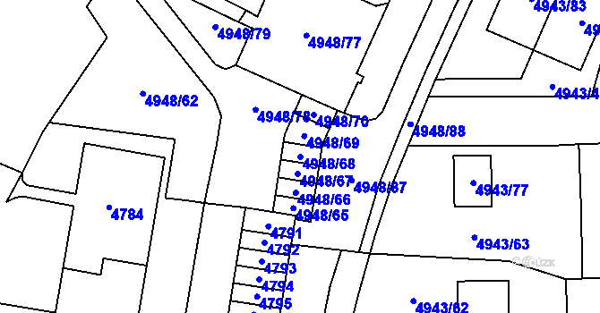 Parcela st. 4948/68 v KÚ Most II, Katastrální mapa