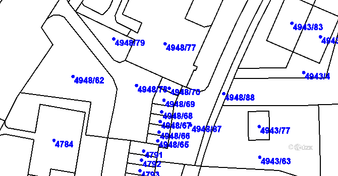 Parcela st. 4948/70 v KÚ Most II, Katastrální mapa
