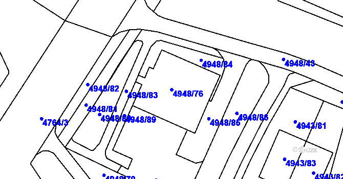Parcela st. 4948/76 v KÚ Most II, Katastrální mapa
