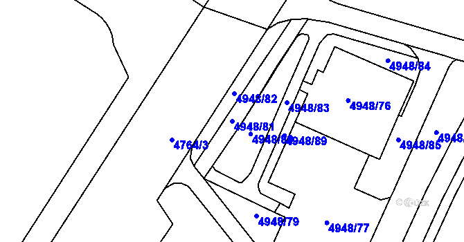 Parcela st. 4948/81 v KÚ Most II, Katastrální mapa