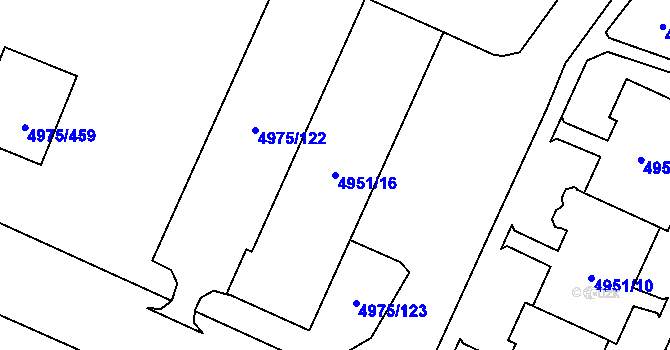 Parcela st. 4951/16 v KÚ Most II, Katastrální mapa