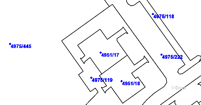 Parcela st. 4951/17 v KÚ Most II, Katastrální mapa
