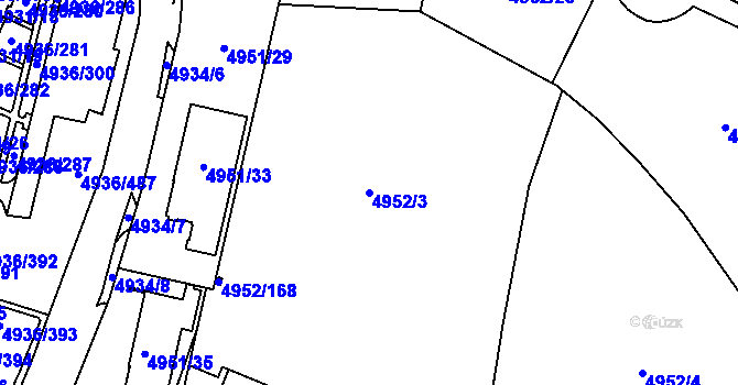 Parcela st. 4952/3 v KÚ Most II, Katastrální mapa