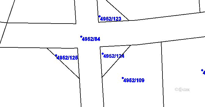 Parcela st. 4952/124 v KÚ Most II, Katastrální mapa
