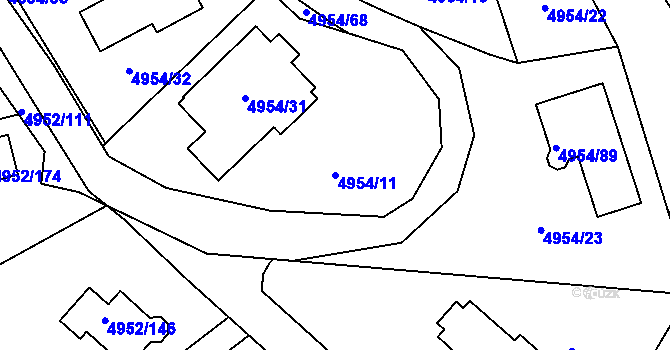 Parcela st. 4954/11 v KÚ Most II, Katastrální mapa