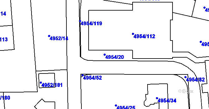 Parcela st. 4954/20 v KÚ Most II, Katastrální mapa