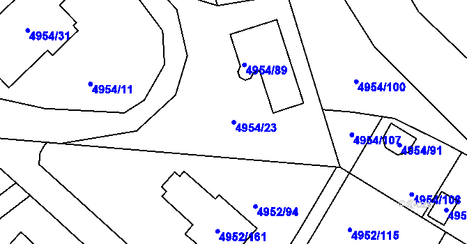 Parcela st. 4954/23 v KÚ Most II, Katastrální mapa
