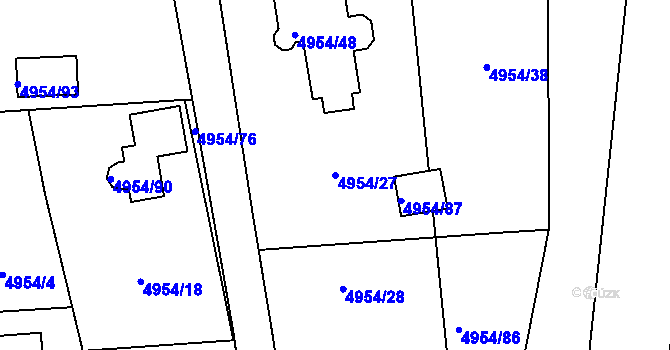 Parcela st. 4954/27 v KÚ Most II, Katastrální mapa