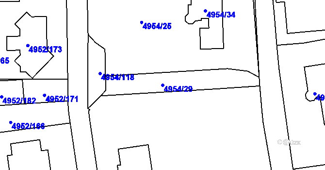 Parcela st. 4954/29 v KÚ Most II, Katastrální mapa