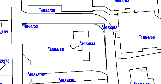 Parcela st. 4954/34 v KÚ Most II, Katastrální mapa