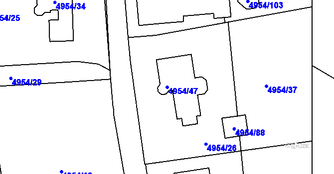 Parcela st. 4954/47 v KÚ Most II, Katastrální mapa