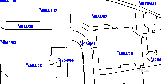 Parcela st. 4954/82 v KÚ Most II, Katastrální mapa
