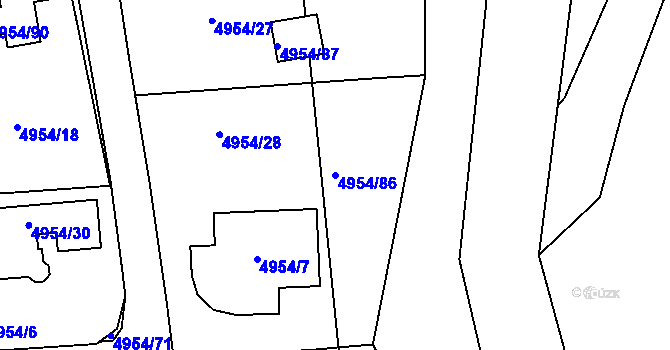 Parcela st. 4954/86 v KÚ Most II, Katastrální mapa