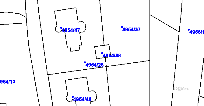 Parcela st. 4954/88 v KÚ Most II, Katastrální mapa